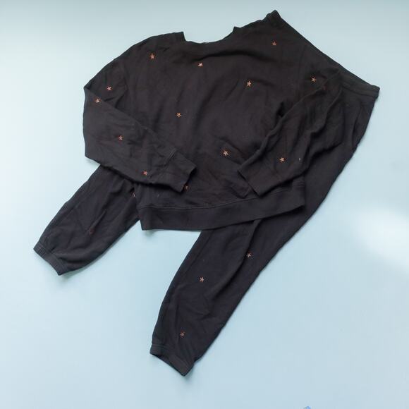 Rails Kingston Black Star Embroidered Matching Lounge Sweat Set Size Medium - Picture 2 of 14